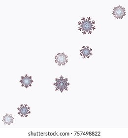Christmas and New Year background vector with falling snowflakes. The effect of decorating snowflakes. Winter vacation. Well suited for a Christmas card, banner or poster. EPS 10