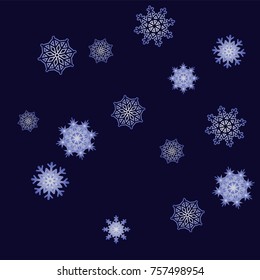 Christmas and New Year background vector with falling snowflakes. The effect of decorating snowflakes. Winter vacation. Well suited for a Christmas card, banner or poster. EPS 10
