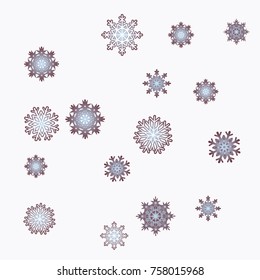 Christmas and New Year background vector with falling snowflakes. The effect of decorating snowflakes. Winter vacation. Well suited for a Christmas card, banner or poster. EPS 10