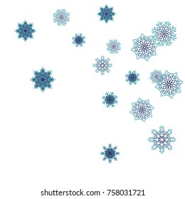 Christmas and New Year background vector with falling snowflakes. The effect of decorating snowflakes. Winter vacation. Well suited for a Christmas card, banner or poster. EPS 10