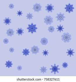 Christmas and New Year background vector with falling snowflakes. The effect of decorating snowflakes. Winter vacation. Well suited for a Christmas card, banner or poster. EPS 10