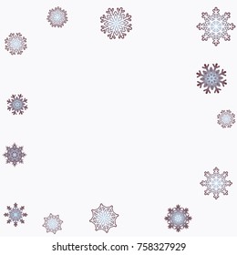 Christmas and New Year background vector with falling snowflakes. The effect of decorating snowflakes. Winter vacation. Well suited for a Christmas card, banner or poster. EPS 10