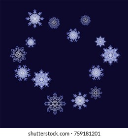 Christmas and New Year background vector with falling snowflakes. The effect of decorating snowflakes. Winter vacation. Well suited for a Christmas card, banner or poster. EPS 10