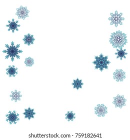 Christmas and New Year background vector with falling snowflakes. The effect of decorating snowflakes. Winter vacation. Well suited for a Christmas card, banner or poster. EPS 10
