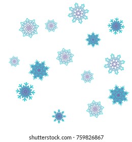 Christmas and New Year background vector with falling snowflakes. The effect of decorating snowflakes. Winter vacation. Well suited for a Christmas card, banner or poster. EPS 10