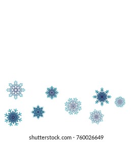 Christmas and New Year background vector with falling snowflakes. The effect of decorating snowflakes. Winter vacation. Well suited for a Christmas card, banner or poster. EPS 10