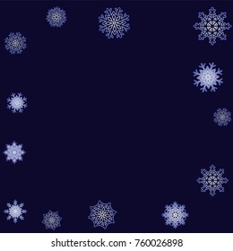 Christmas and New Year background vector with falling snowflakes. The effect of decorating snowflakes. Winter vacation. Well suited for a Christmas card, banner or poster. EPS 10
