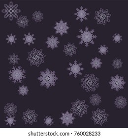 Christmas and New Year background vector with falling snowflakes. The effect of decorating snowflakes. Winter vacation. Well suited for a Christmas card, banner or poster. EPS 10