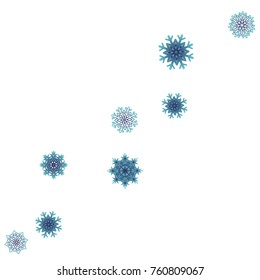 Christmas and New Year background vector with falling snowflakes. The effect of decorating snowflakes. Winter vacation. Well suited for a Christmas card, banner or poster. EPS 10