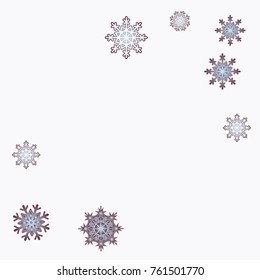 Christmas and New Year background vector with falling snowflakes. The effect of decorating snowflakes. Winter vacation. Well suited for a Christmas card, banner or poster. EPS 10
