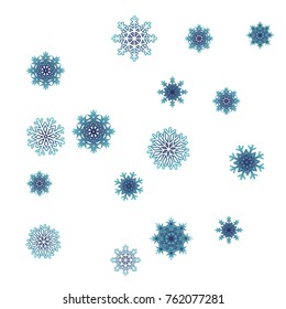 Christmas and New Year background vector with falling snowflakes. The effect of decorating snowflakes. Winter vacation. Well suited for a Christmas card, banner or poster. EPS 10