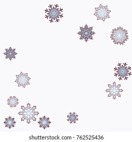 Christmas and New Year background vector with falling snowflakes. The effect of decorating snowflakes. Winter vacation. Well suited for a Christmas card, banner or poster. EPS 10