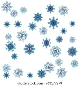 Christmas and New Year background vector with falling snowflakes. The effect of decorating snowflakes. Winter vacation. Well suited for a Christmas card, banner or poster. EPS 10