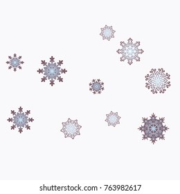 Christmas and New Year background vector with falling snowflakes. The effect of decorating snowflakes. Winter vacation. Well suited for a Christmas card, banner or poster. EPS 10