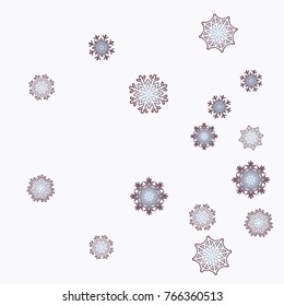 Christmas and New Year background vector with falling snowflakes. The effect of decorating snowflakes. Winter vacation. Well suited for a Christmas card, banner or poster. EPS 10