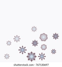 Christmas and New Year background vector with falling snowflakes. The effect of decorating snowflakes. Winter vacation. Well suited for a Christmas card, banner or poster. EPS 10