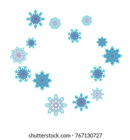 Christmas and New Year background vector with falling snowflakes. The effect of decorating snowflakes. Winter vacation. Well suited for a Christmas card, banner or poster. EPS 10