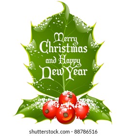 Christmas and New Year background, Vector holly frame