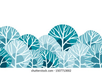 Christmas and New Year background of winter snow laden trees. Vector illustration