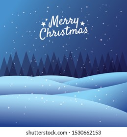 Christmas and New Year background with winter landscape