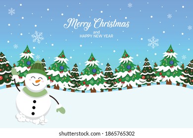 Christmas and New Year background with winter landscape.For posters, Banners,Christmas card.Vector illustration