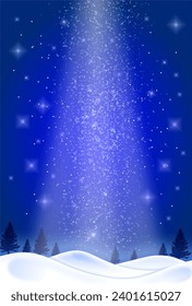 Christmas and New Year background with winter night portrait view