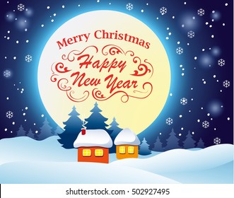 Christmas and New Year background Winter landscape