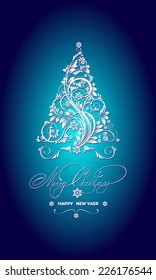 Christmas and New Year background with the words   Merry Christmas and a happy new year 