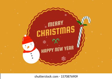 Christmas and New Year Backgrounds Retro Vintage Card. Snow xmass tree market old town. Flat cartoon style vector illustration greeting card poster banner.
