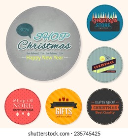 Christmas and New Year Badge, Tags, Labels, Banner, Cards Set - Xmas Vector Collections 