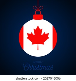 Christmas new year ball with canada flag. Greeting card Vector illustration. Merry Christmas Ball with Flag isolated on white background