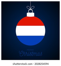 Christmas new year ball with netherlands flag. Greeting card Vector illustration. Merry Christmas Ball with Flag isolated on white background