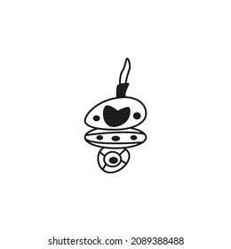 Christmas or new year ball. Vector outline doodle black and white design. 