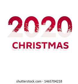 Christmas and New Year banner. 2020 red christmas typography design. Winter season background with falling snow.
