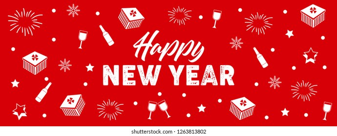 Christmas and new year banner design. Happy new year banner vector. banner design with christmas and new year decoration elements.