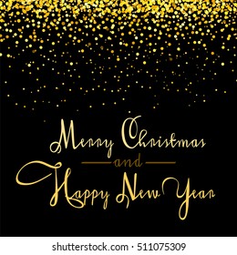 Christmas and New Year banner with golden conffetti vector