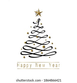 Christmas and New Year banner, lettering poster. Merry christmas greeting card. Christmas tree, design, creative vector illustration. 