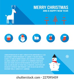 Christmas and New Year banner set. Holiday celebration theme. Modern flat style. Vector illustration