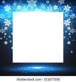 Christmas & New Year banner with show & lights. Vector illustration