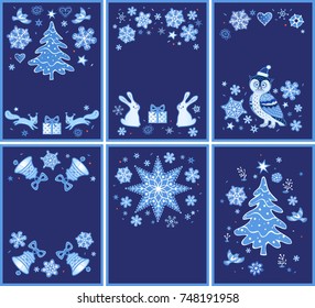 Christmas and New Year banners, cards. Set of Xmas design template. Place for text