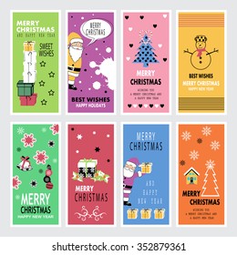 Christmas And New Year Banners Set - Vector Illustration, Graphic Design. Collection Of Greeting Cards. For Web, Websites, Print, Presentation Templates, Mobile Applications And Promotional Materials