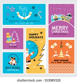 Christmas and New Year Banners Set - Vector Illustration, Graphic Design. Collection Of Greeting Cards. For Web, Websites, Print, Presentation Templates, Mobile Applications And Promotional Materials