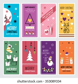 Christmas and New Year Banners Set - Vector Illustration, Graphic Design. Collection Of Greeting Cards. For Web, Websites, Print, Presentation Templates, Mobile Applications And Promotional Materials