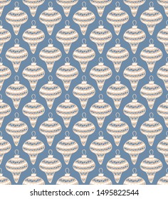 Christmas and New Year baubles vector seamless pattern. Xmas tree decoration repeat for festive textile, gift wrap and web design