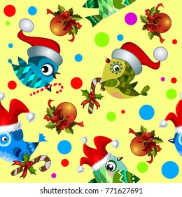 
Christmas and new year birds pattern.