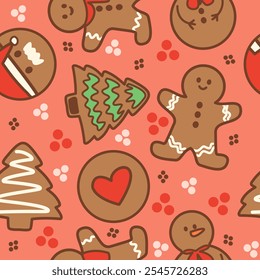 Christmas and New Year biscuit or cookie patterns illustration