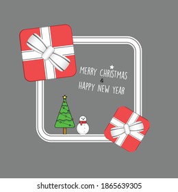 Christmas and new year in black background good for background or banner. Gift box vector top view.