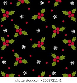 Christmas and New Year For black background wallpaper, gift wrapping paper, cards or fabric patterns, children's toys, clothing.