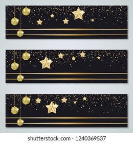 Christmas and New Year black luxury vector banners collection