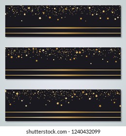 Christmas and New Year black luxury vector banners collection